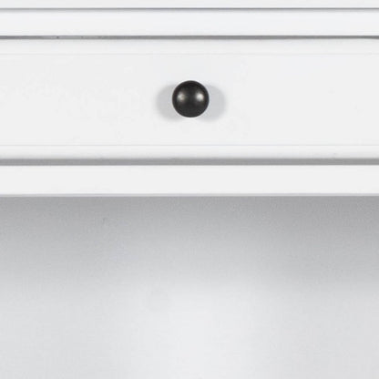 40" White Acacia Wood Writing Desk With Five Drawers