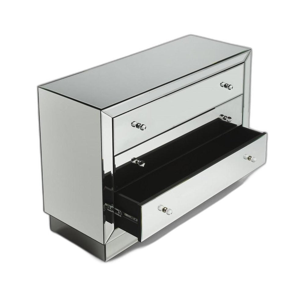 Cómoda de tres cajones de vidrio transparente de 42"