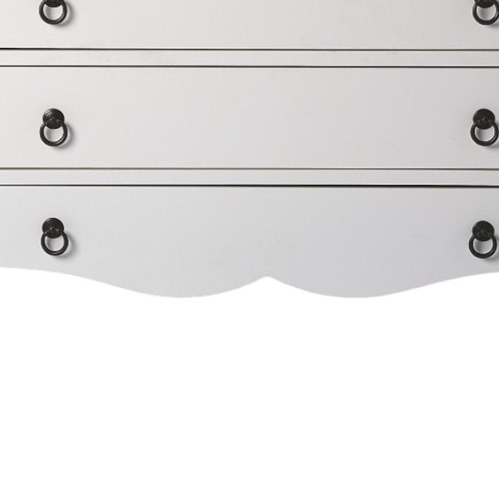 Cómoda estándar de tres cajones de madera maciza y manufacturada blanca de 34"