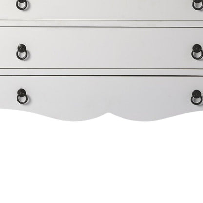 Cómoda estándar de tres cajones de madera maciza y manufacturada blanca de 34"