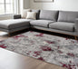 9' X 13' Red and Gray Modern Abstract Area Rug