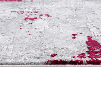 9' X 13' Red and Gray Modern Abstract Area Rug