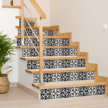8" X 8" Black And White Quatro Peel And Stick Removable Tiles