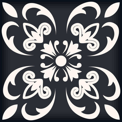 8" X 8" Black And White Quatro Peel And Stick Removable Tiles