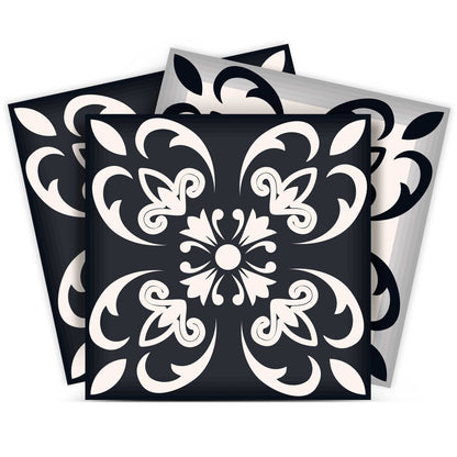 8" X 8" Black And White Quatro Peel And Stick Removable Tiles