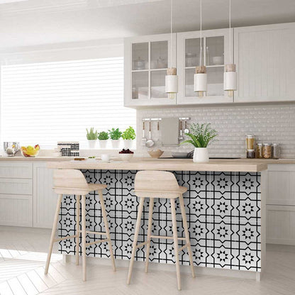 6" X 6" White And Black Sun Peel And Stick Removable Tiles