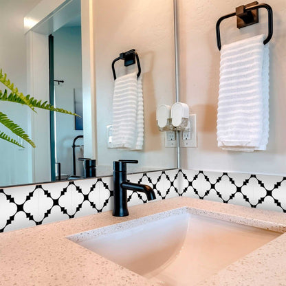 8" X 8" Black And White Tri Peel And Stick Tiles