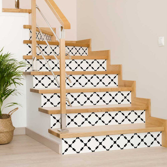 8" X 8" Black And White Tri Peel And Stick Tiles
