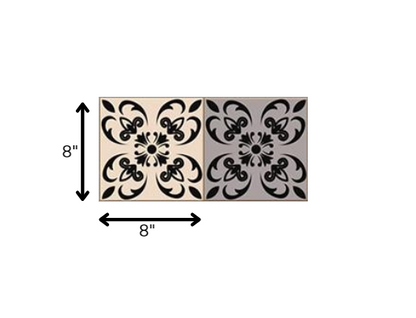 8" X 8" Light Grey And Cream Orchid Peel And Stick Removable Tiles