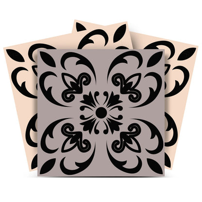 8" X 8" Light Grey And Cream Orchid Peel And Stick Removable Tiles