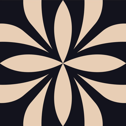 8" X 8" Intertwined Black And Cream Peel And Stick Removable Tiles