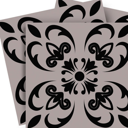 8" X 8" Black And White Orchid Peel And Stick Removable Tiles