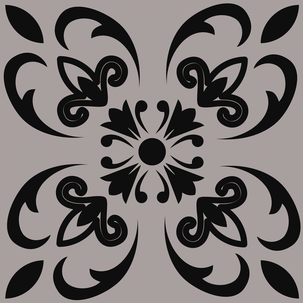 8" X 8" Black And White Orchid Peel And Stick Removable Tiles