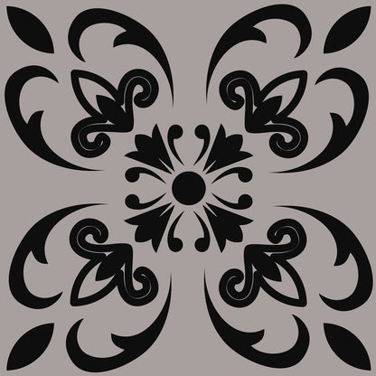 8" X 8" Black And White Orchid Peel And Stick Removable Tiles