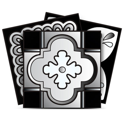 8" X 8" Black White And Gray Mosaic Peel And Stick Removable Tiles