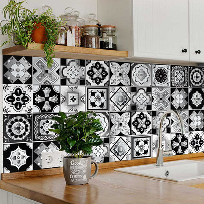 8" X 8" Black White And Gray Mosaic Peel And Stick Removable Tiles