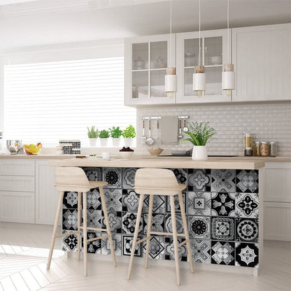 8" X 8" Black White And Gray Mosaic Peel And Stick Removable Tiles