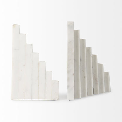 Set of Two 9" White Polyresin Decorative Bookends