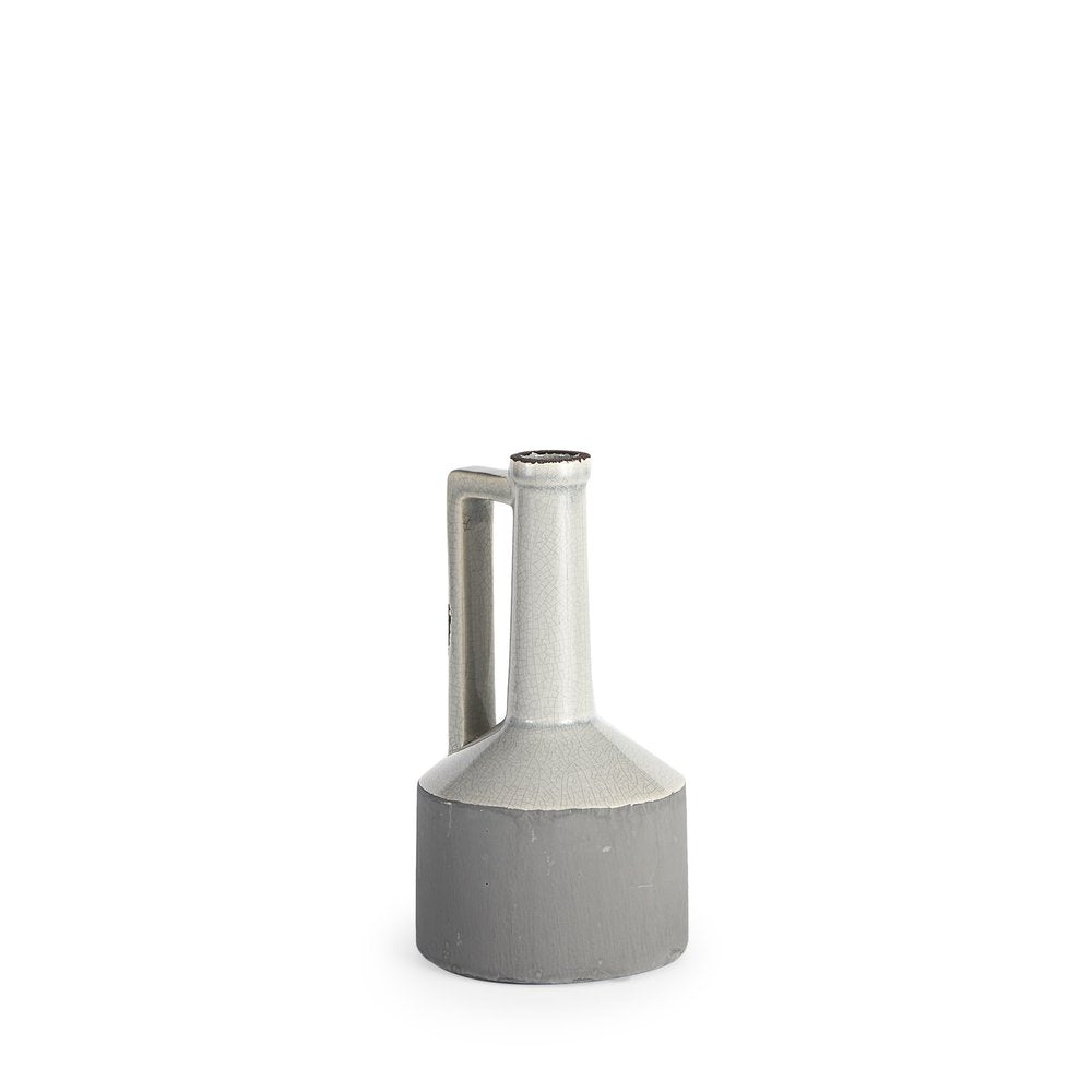 9" Gray And White Cylinder Ceramic Urns Jars
