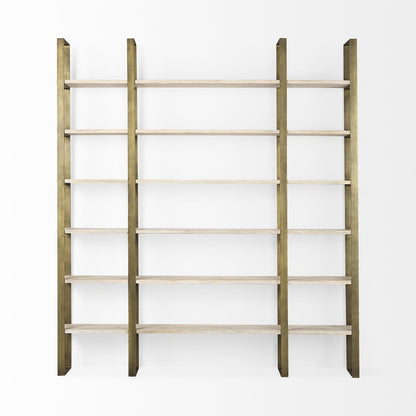 Natural Iron and Solid Wood Six Tier Bookcase
