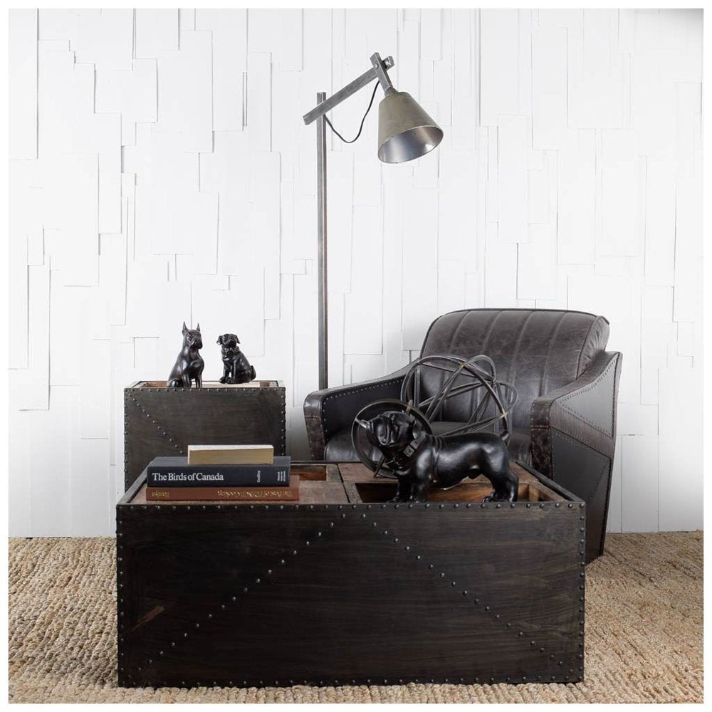 9" Black Resin Bull Dog Tabletop Sculpture