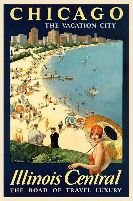 Vintage 1929 Chicago Vacation Travel Unframed Print Wall Art