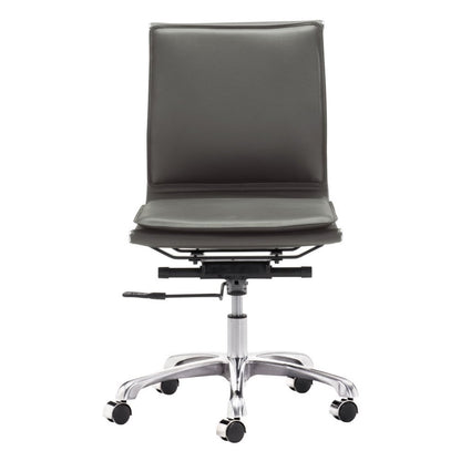 Gray and Silver Adjustable Swivel Faux Leather Rolling Executive Office Chair