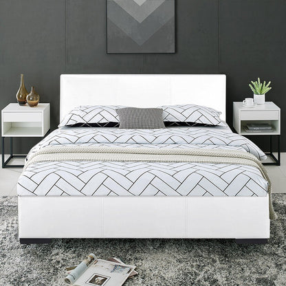 White Faux Leather King Bed Frame