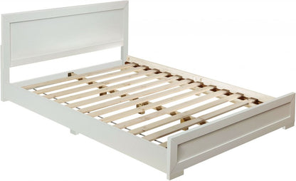 White Solid and Manufactured Wood Queen Bed Frame