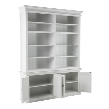 Librería ajustable de cuatro niveles de madera maciza blanca de 87"