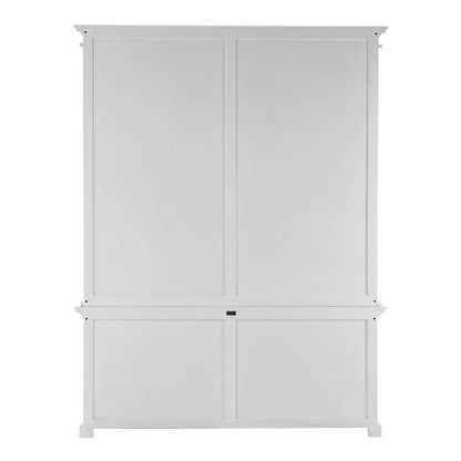 Librería ajustable de cuatro niveles de madera maciza blanca de 87"