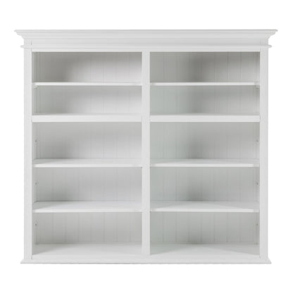 Librería ajustable de cuatro niveles de madera maciza blanca de 87"