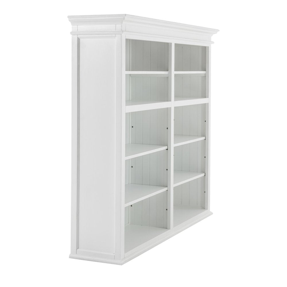 Librería ajustable de cuatro niveles de madera maciza blanca de 87"