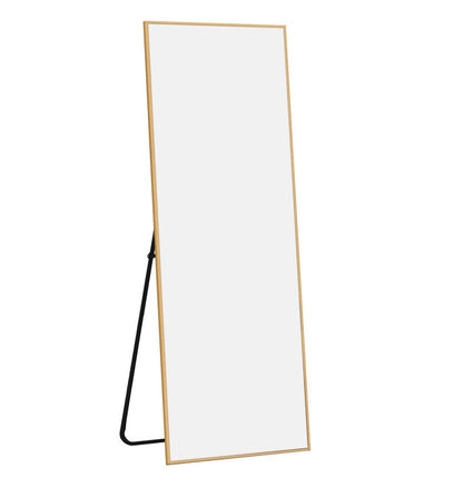 Espejo de pared de metal plateado de 64" con acento independiente