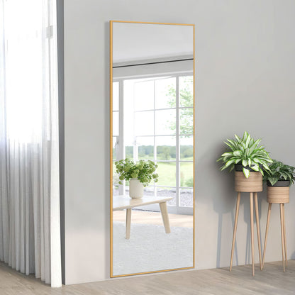 64" Silver Metal Freestanding and Wall Mount Accent Mirror
