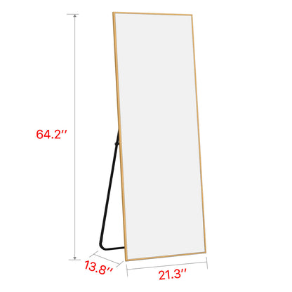 64" Silver Metal Freestanding and Wall Mount Accent Mirror