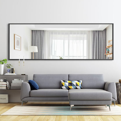 64" Silver Metal Freestanding and Wall Mount Accent Mirror