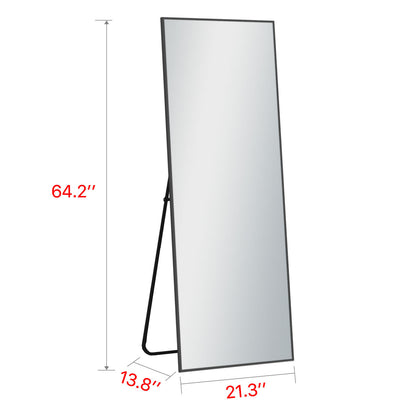 64" Silver Metal Freestanding and Wall Mount Accent Mirror