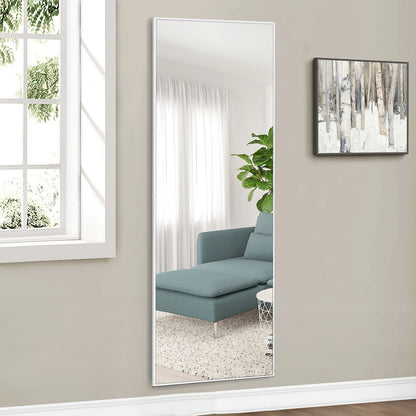 64" Silver Metal Freestanding and Wall Mount Accent Mirror