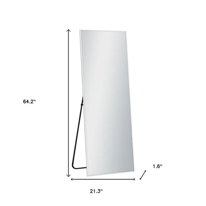Espejo de pared de metal plateado de 64" con acento independiente
