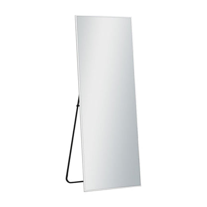 Espejo de pared de metal plateado de 64" con acento independiente