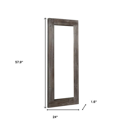 Espejo de pared de madera maciza marrón oscuro de 58" con acento independiente