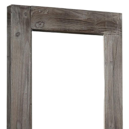 Espejo de pared de madera maciza marrón oscuro de 58" con acento independiente