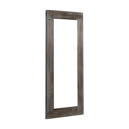 Espejo de pared de madera maciza marrón oscuro de 58" con acento independiente