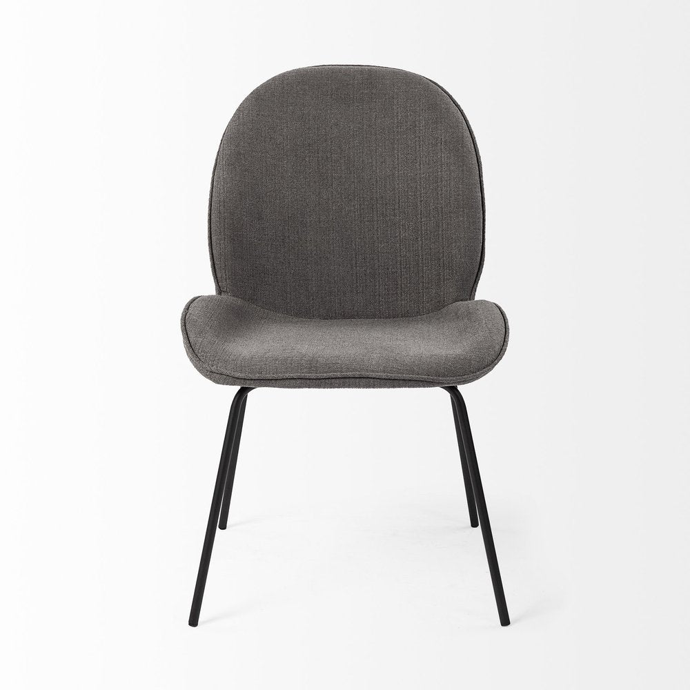 Set of Two Gray and Black Upholstered Fabric Dining Side Chairs