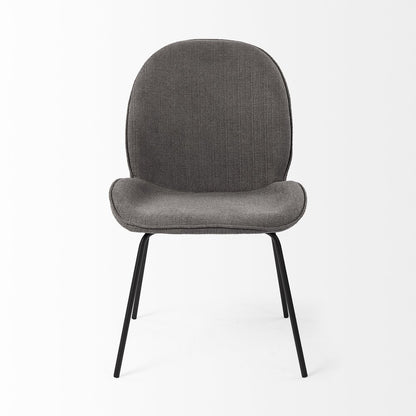 Set of Two Gray and Black Upholstered Fabric Dining Side Chairs