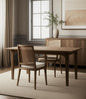 Cream And Brown Upholstered Fabric Dining Arm Chair