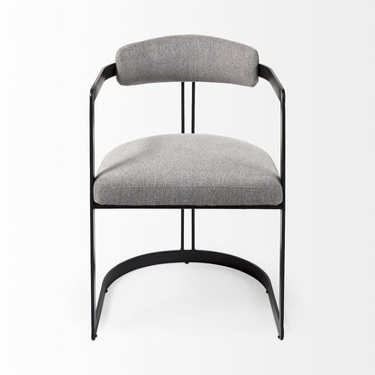 Gray and Black Upholstered Dining Arm Chair