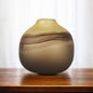 8" Yellow Abstract Cylinder Crystal Glass Table Vase