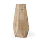19" Natural Geometric Cylinder Solid Wood Table Vase